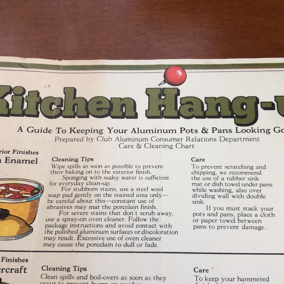 CLUB ALUMINUM CONSUMER RELATIONS DEPT LAMINATED CARE AND CLEANING CHART 1960’s - Picture 12 of 15